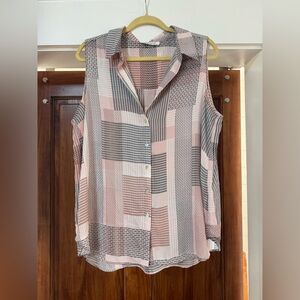Rose & Olive Sleeveless Blouse - Pink and Black